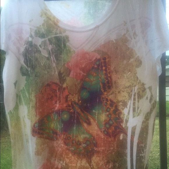 Metallic butterfly pattern tshirt
