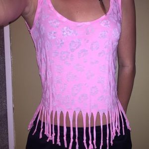 Pink Cheetah fringe shirt!