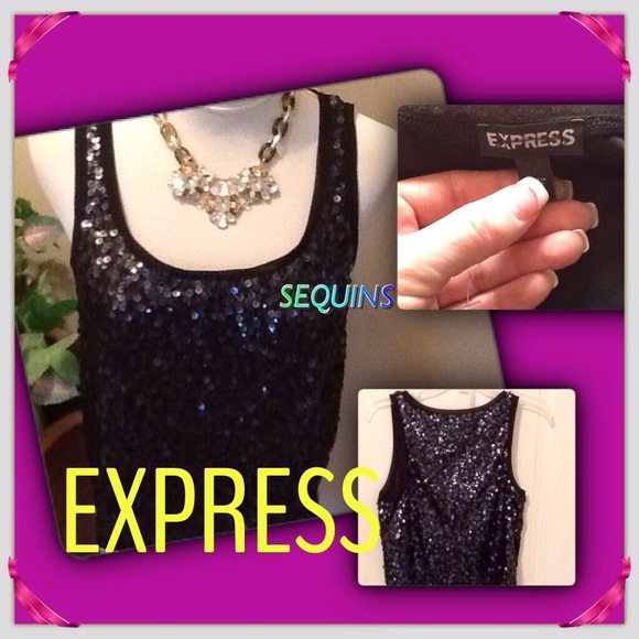💕EXPRESS 100% Covered in Sequins Top💕 - Picture 3 of 4