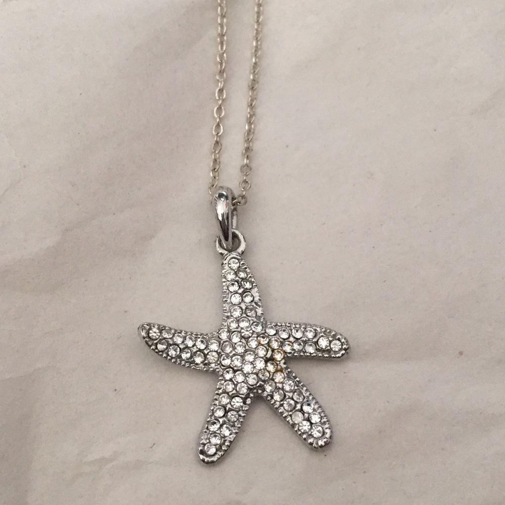 Faux diamond starfish necklace