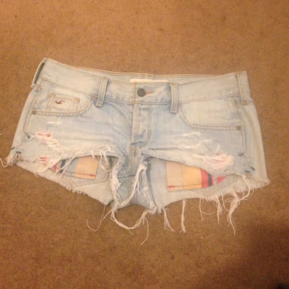 Light wash low rise shorts