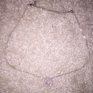 round pink faux diamond necklace CUTE