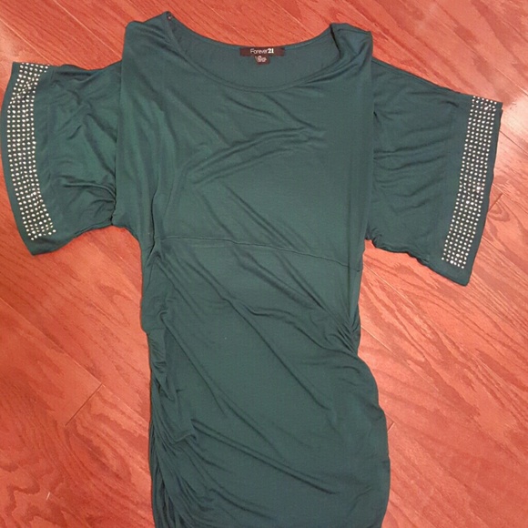 Winter Green Tunic Shirt/Dress with Studs