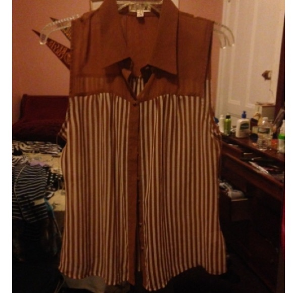 Brown and White sleeves button up