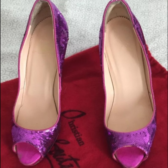 Christian Louboutin Sequin Peep Toe size 38(8) - Picture 1 of 4