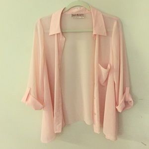 Free People pink sheer shirt