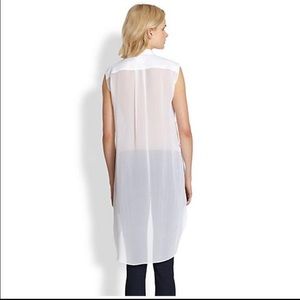 bcbg sheer silk-back sleevesless cotton shirt