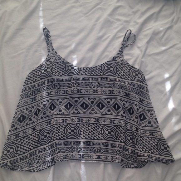 White and Black Flowy Crop Top