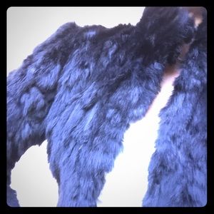 Black BEBE rabbit cropped coat