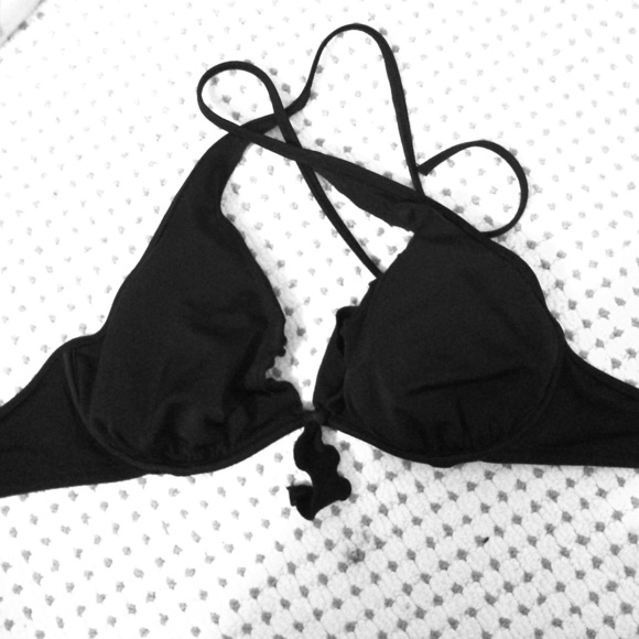 Black halter bikini top