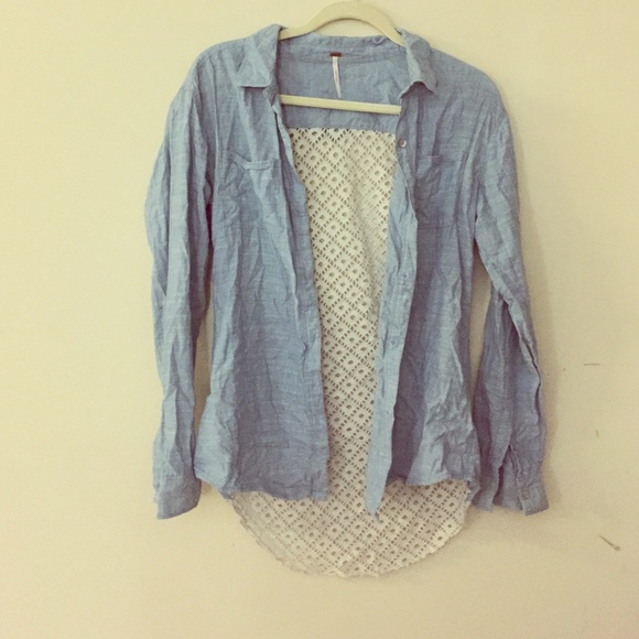 Jean/lace free people top