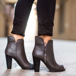 Dresses - Chambray shirt dress and grey booties Dresses - Chambray shirt dress and grey booties