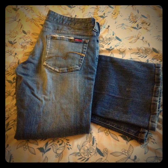 BCBG Button Closure Distressed Vintage Wash Jeans