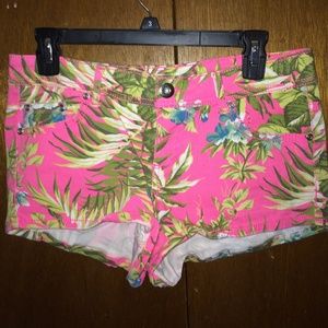 Hot pink floral shorts