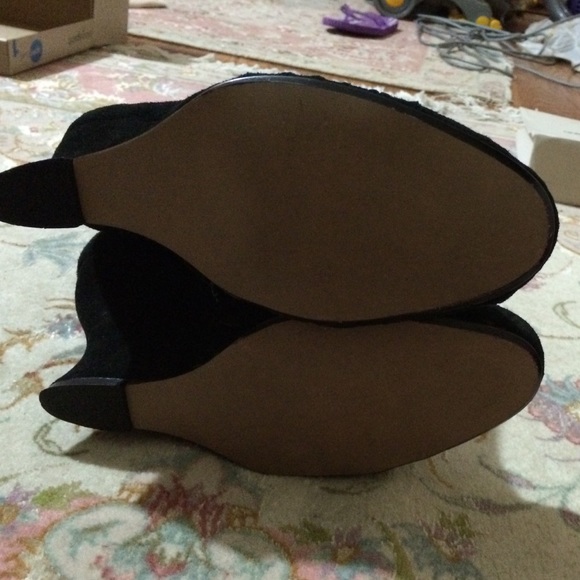 Black Suede wedge mid calf boots - size 9 - Picture 3 of 4