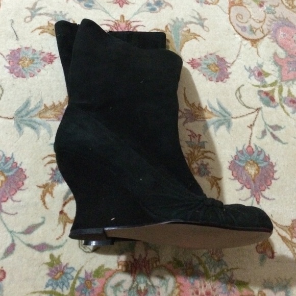 Black Suede wedge mid calf boots - size 9 - Picture 4 of 4