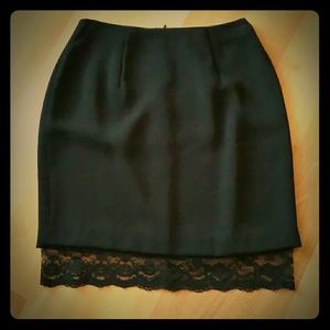 Black Skirt with Lace Bottom Detail