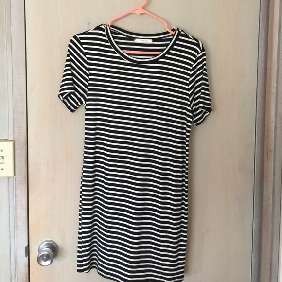 Black and white striped T-shirt dress