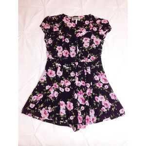 Black and pink floral romper