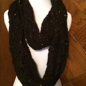 Black scarf with gold sequins