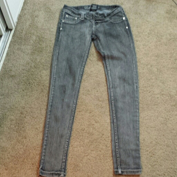Pants - Dark Gray wash denim skinny jeans
