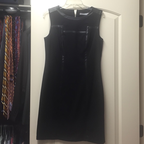 Marc New York Little Black Dress Faux Leather Trim