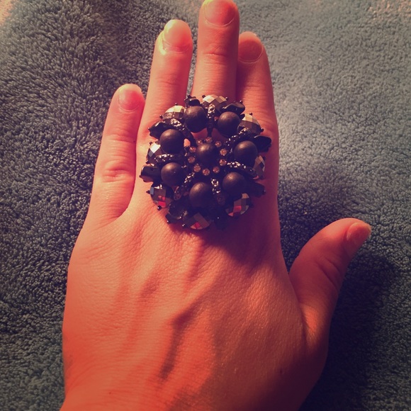Beaded, black ring.