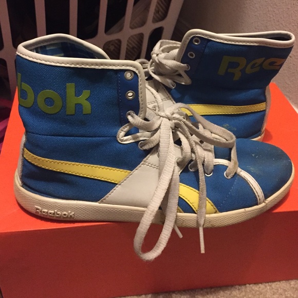Yellow and blue reeboks size 6 - Picture 1 of 4