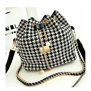 Black and white checkered handbag