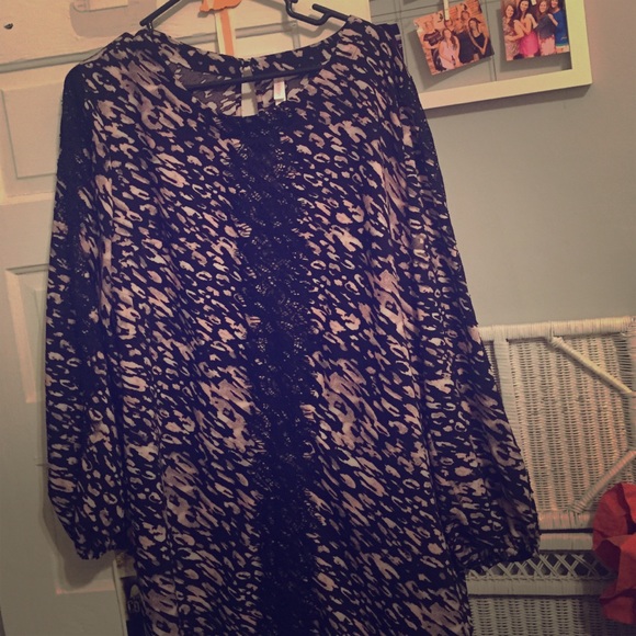 Patterned black long sleeve dress dress