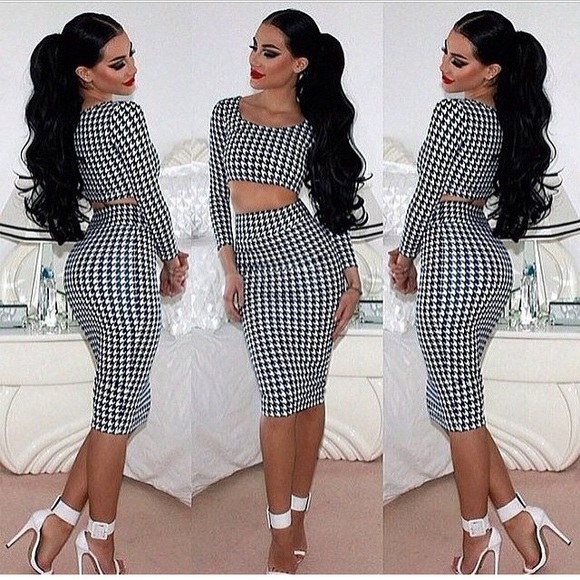 Two piece houndstooth skirt set - Picture 1 of 2