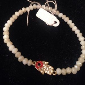 Pearlize white Hamsa bracelet