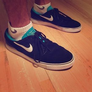 MENS Nike janoski black white and turquoise