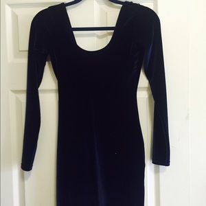 American apparel blue velvet long sleeve dress