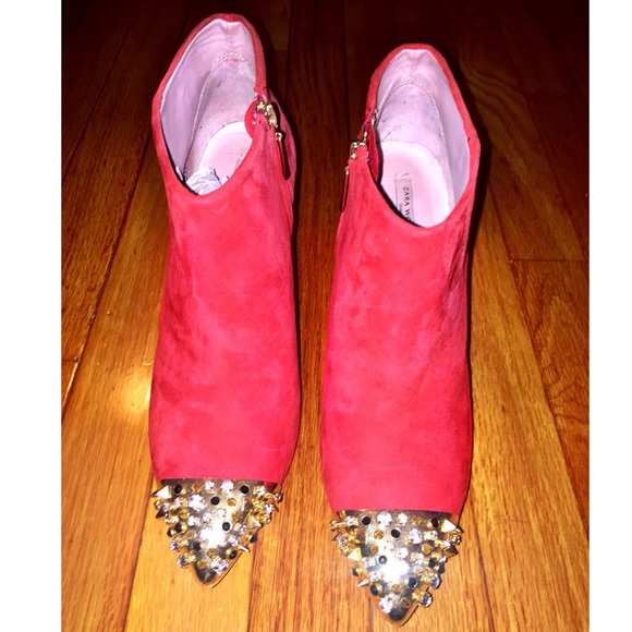 Zara Shoes - Red Suede ZARA booties Zara Shoes - Red Suede ZARA booties