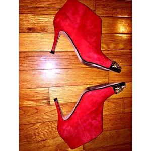 Zara Shoes - Red Suede ZARA booties Zara Shoes - Red Suede ZARA booties