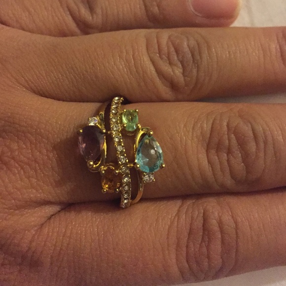 Gold ring with 4 colors - Picture 1 of 3