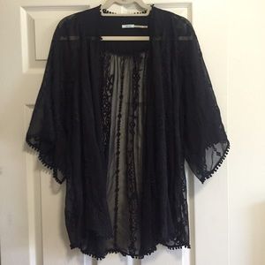 Urban outfitters black lace kimono