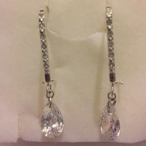 Teardrop silver faux diamond earrings