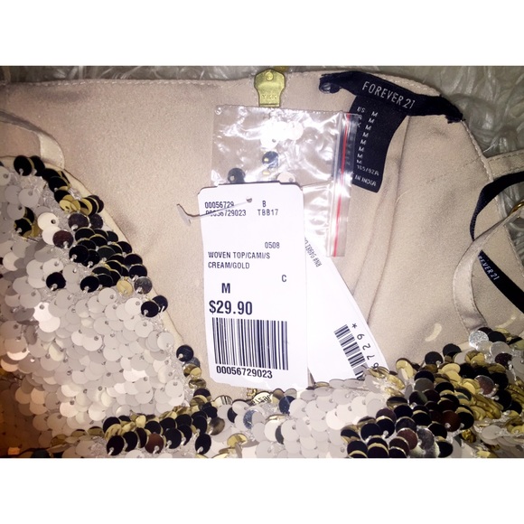 Forever 21 Tops - Sequins cream/gold woven crop top Forever 21 Tops - Sequins cream/gold woven crop top