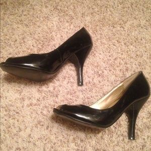 Black patent leather heels