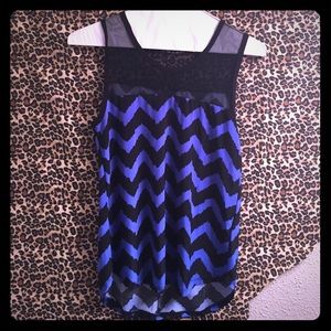 Blue & black chevron top