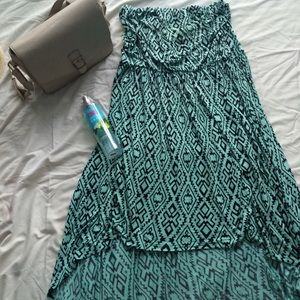 Strapless teal Flowy dress