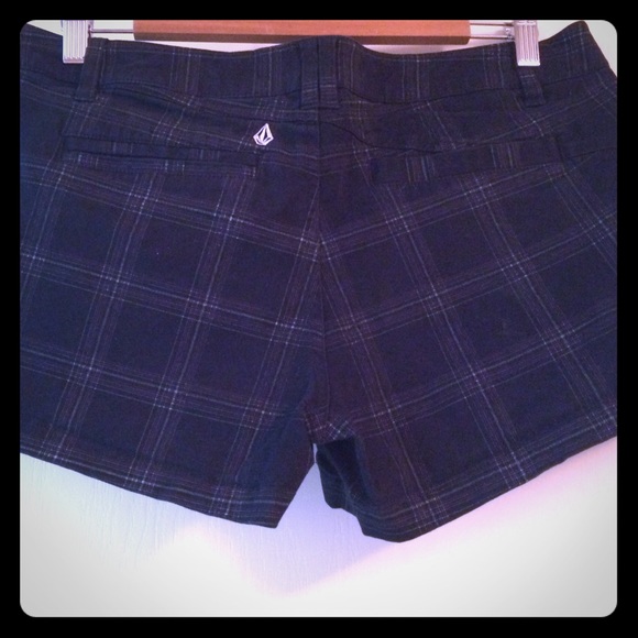 Black plaid volcom shorts