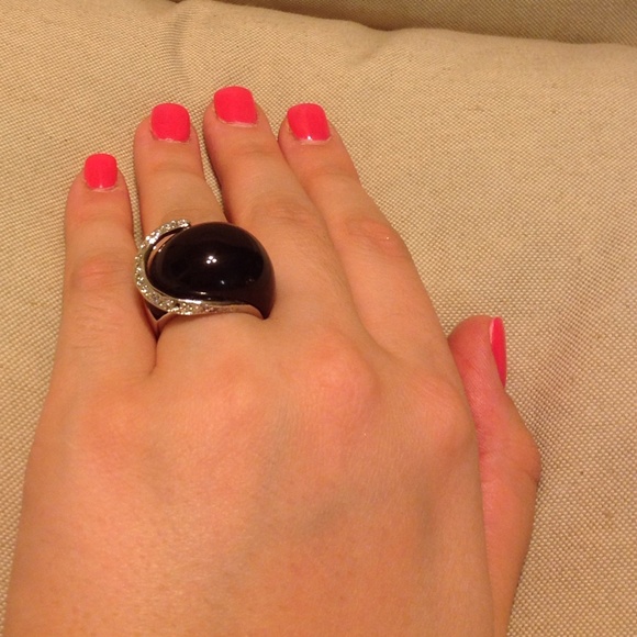 Black ring with rhinestones