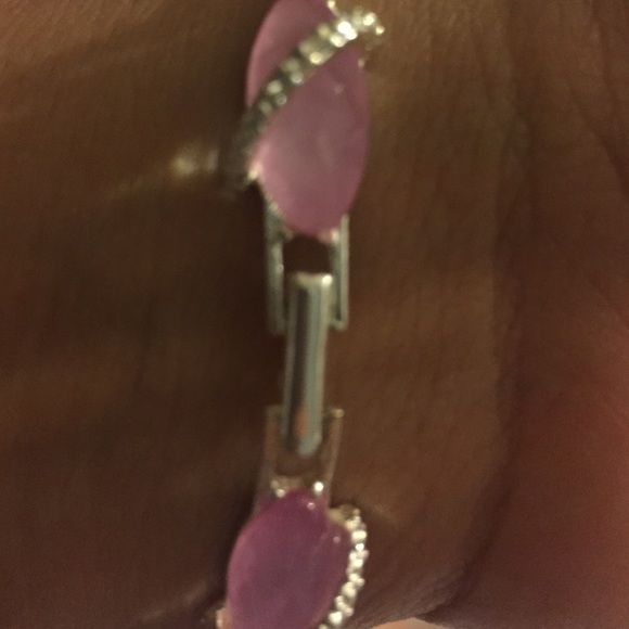 Pink and silver link bracelet - Picture 2 of 3