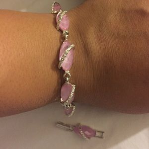 Pink and silver link bracelet