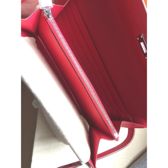 100% Authentic Hermes Kelly Wallet Bougainvillier - Picture 2 of 4