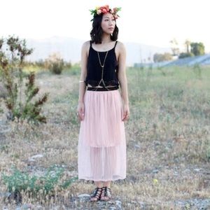 Pink Sheer Chiffon Skirt