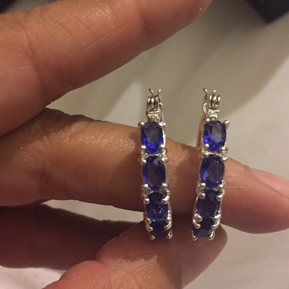 Sapphire rhinestone earrings - Picture 1 of 3